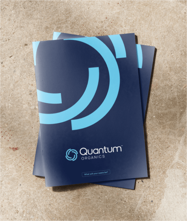 Blue folders with company branding