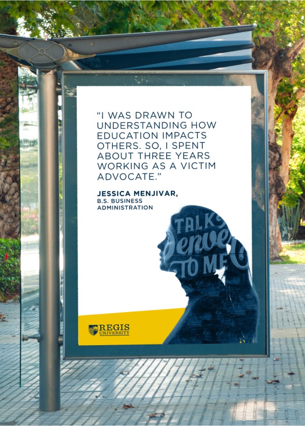 Regis Unoversity branded bus shelter poster